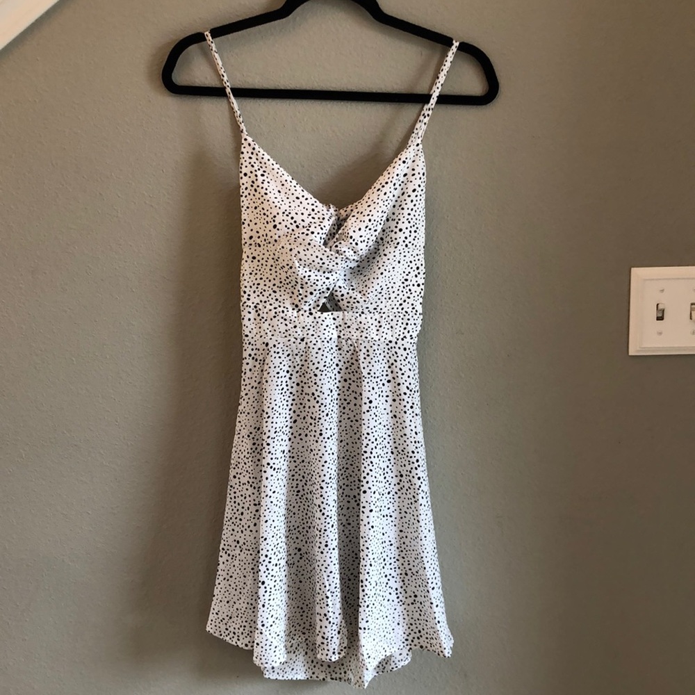 SHIEN Dalmatian Print Twist Peekaboo Cami Dress